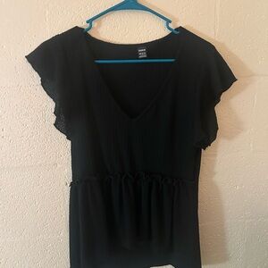 Faded Glory Black Flutter Sleeve Blouse